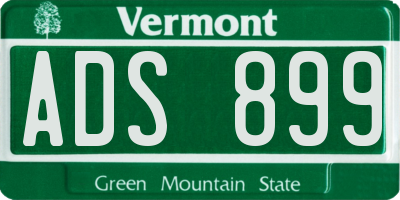 VT license plate ADS899