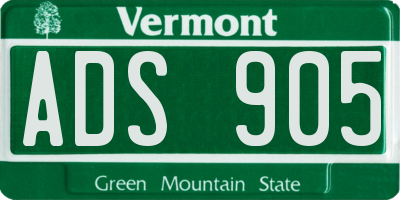 VT license plate ADS905