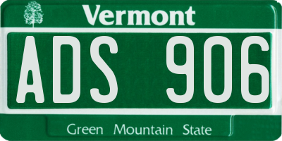 VT license plate ADS906