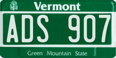 VT license plate ADS907