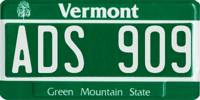 VT license plate ADS909