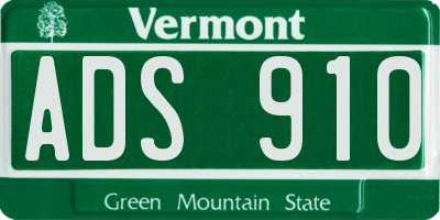 VT license plate ADS910