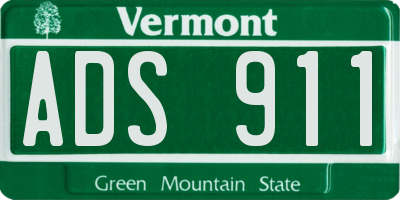 VT license plate ADS911