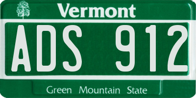 VT license plate ADS912