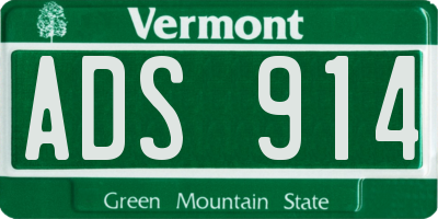 VT license plate ADS914
