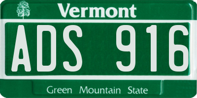 VT license plate ADS916