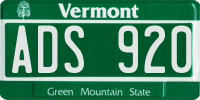 VT license plate ADS920