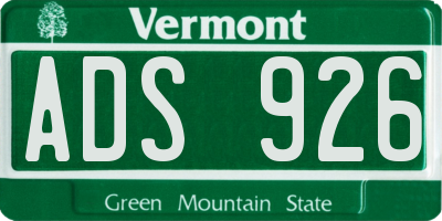 VT license plate ADS926