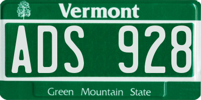 VT license plate ADS928
