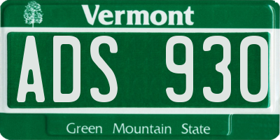 VT license plate ADS930