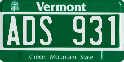 VT license plate ADS931