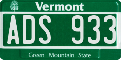 VT license plate ADS933