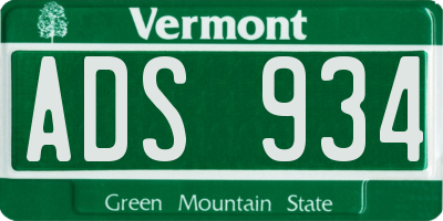 VT license plate ADS934