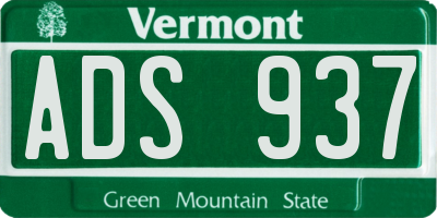 VT license plate ADS937