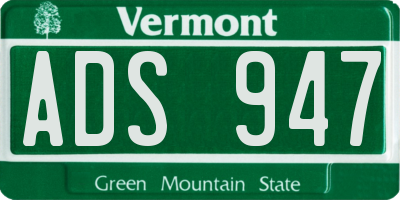 VT license plate ADS947