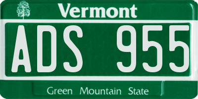 VT license plate ADS955