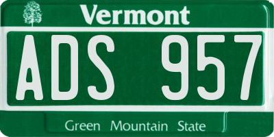 VT license plate ADS957