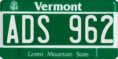 VT license plate ADS962
