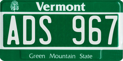 VT license plate ADS967
