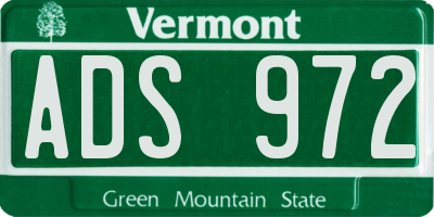 VT license plate ADS972