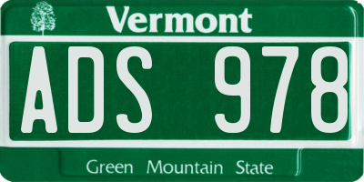 VT license plate ADS978