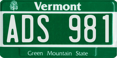 VT license plate ADS981