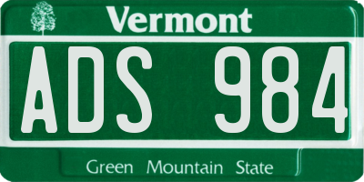 VT license plate ADS984