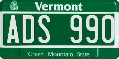 VT license plate ADS990