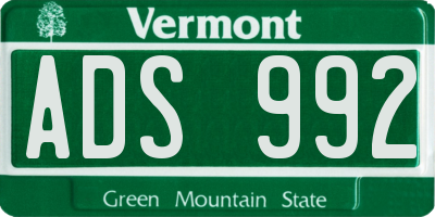 VT license plate ADS992