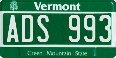 VT license plate ADS993