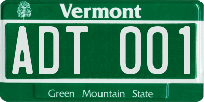 VT license plate ADT001