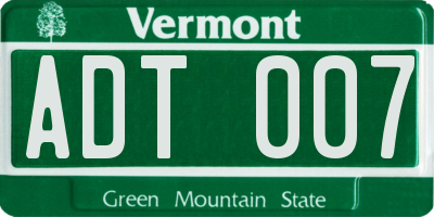VT license plate ADT007
