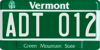 VT license plate ADT012