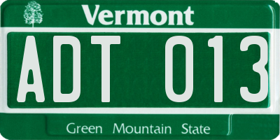 VT license plate ADT013
