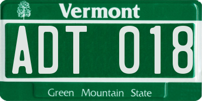 VT license plate ADT018