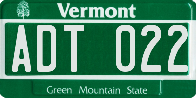 VT license plate ADT022