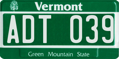 VT license plate ADT039