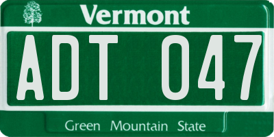 VT license plate ADT047