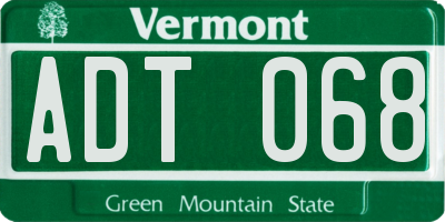 VT license plate ADT068