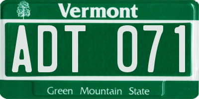 VT license plate ADT071