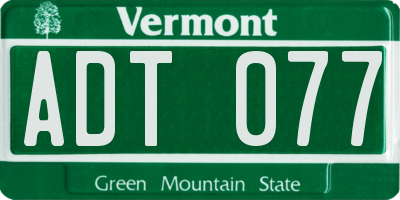 VT license plate ADT077