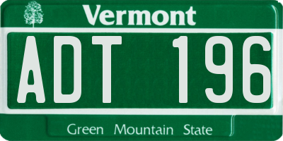 VT license plate ADT196