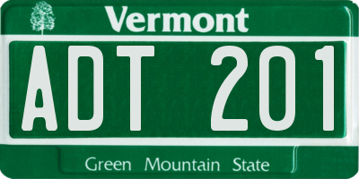 VT license plate ADT201