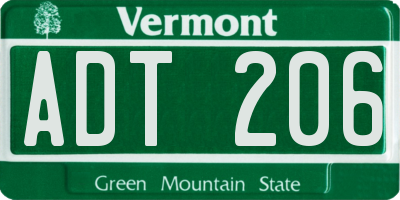 VT license plate ADT206