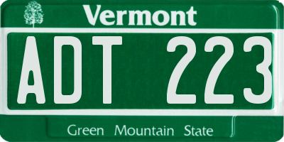 VT license plate ADT223
