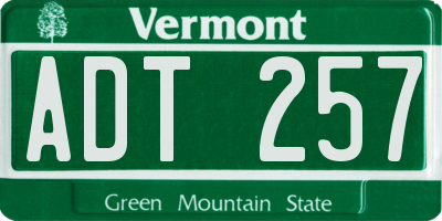VT license plate ADT257