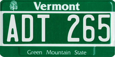 VT license plate ADT265