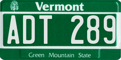 VT license plate ADT289