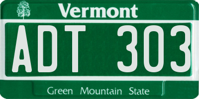 VT license plate ADT303