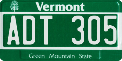 VT license plate ADT305